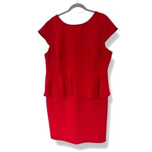 Worthington Red Peplum Sheath Dress‎ Size 20W 2X Classy Career Office Plus Size